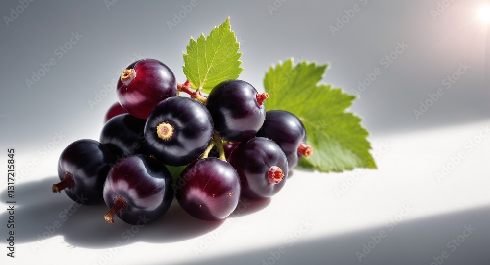Fresh black currant on gray background.