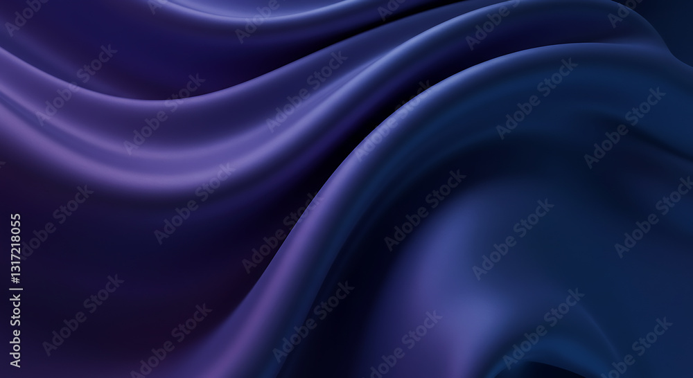 Fototapeta premium Close-Up of Silky Fabric Flowing in Deep Purple and Blue Shades Elegance and Luxury Generative AI