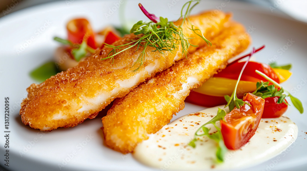 Crispy Fish Fillet with Vibrant Sauces for Tasty Moments Crispy Fish Fillet with Vibrant Sauces for Tasty Moments
