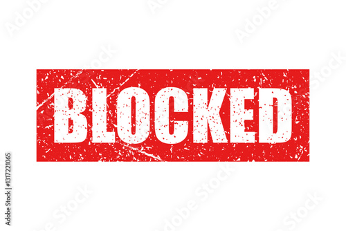 Blocked bright red stamp isolated on white background