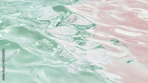Wallpaper Mural Abstract liquid texture in pastel green and pink tones Torontodigital.ca