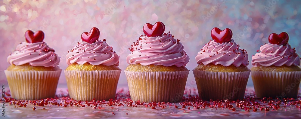 Delightful Cupcakes: Pink Icing, Red Sprinkles - Perfect for Celebrations, Events, and Dessert Lovers! Captivate Your Audience with these Vibrant, Delicious Creations! Delightful Cupcakes: Pink Icing, Red Sprinkles - Perfect for Celebrations, Events, and Dessert Lovers! Captivate Your Audience with these Vibrant, Delicious Creations!