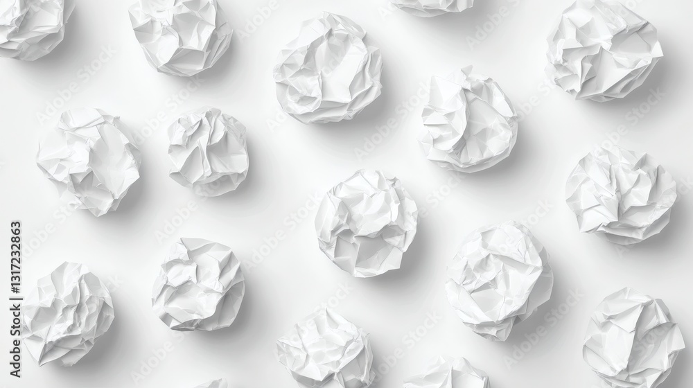 Naklejka premium Set of crumpled paper balls cut out collection isolated on white background illustration