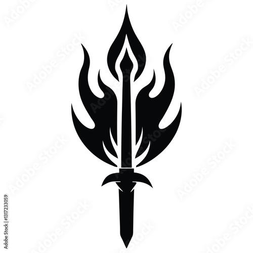 flaming sword icon silhouette