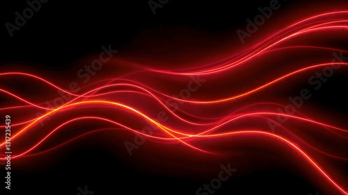 Crimson Energy Flow: Dynamic, glowing red lines weave gracefully against a deep black background, capturing the essence of movement, power, and abstract design. 