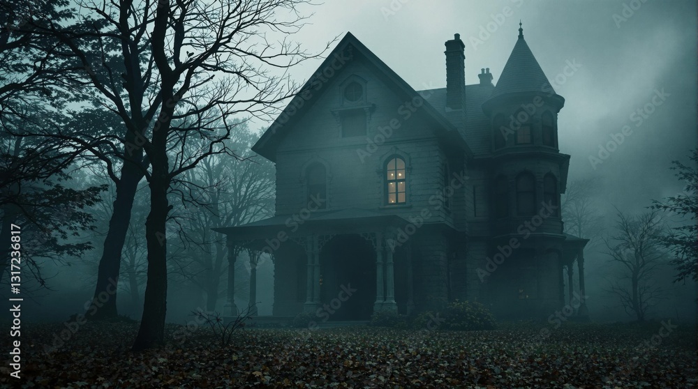 A dark and eerie haunted house surrounded by fog and twisted trees, symbolizing mystery, horror, and the supernatural in a creepy and cinematic spooky atmosphere A dark and eerie haunted house surrounded by fog and twisted trees, symbolizing mystery, horror, and the supernatural in a creepy and cinematic spooky atmosphere