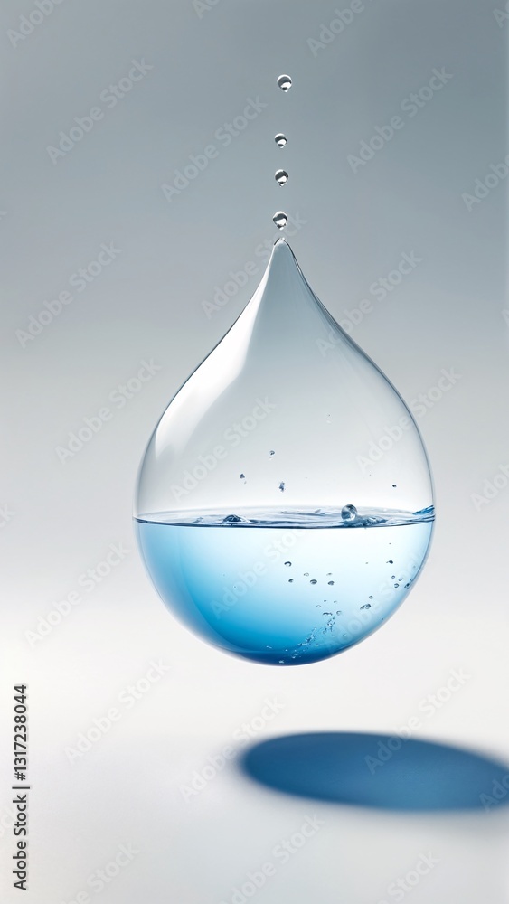A drop of water is falling into the air. A drop of water is falling into the air.