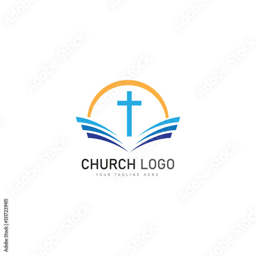 church christian logo vector icon design template. Christian symbols.