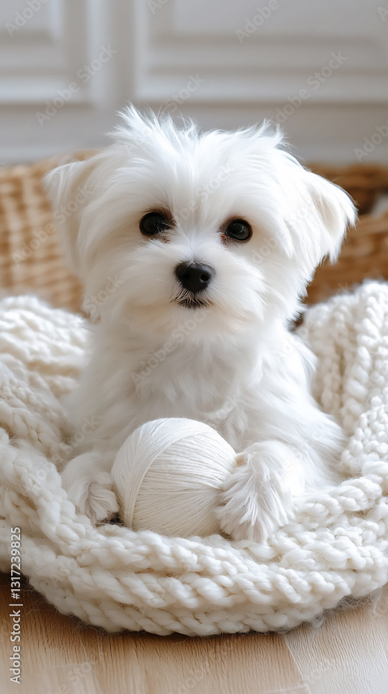 maltese playing with yarn maltese playing with yarn