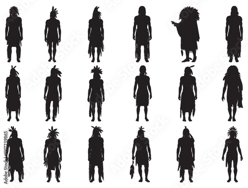 NATIVE AMERICAN MAN SILHOUETTE WHITE BACKGROUND