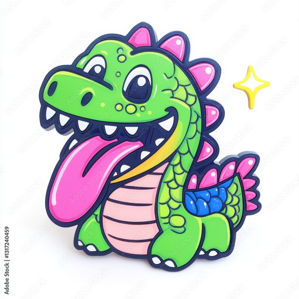Colorful cartoon dragon with playful expression and vibrant features, perfect for children's illustrations and designs Colorful cartoon dragon with playful expression and vibrant features, perfect for children's illustrations and designs