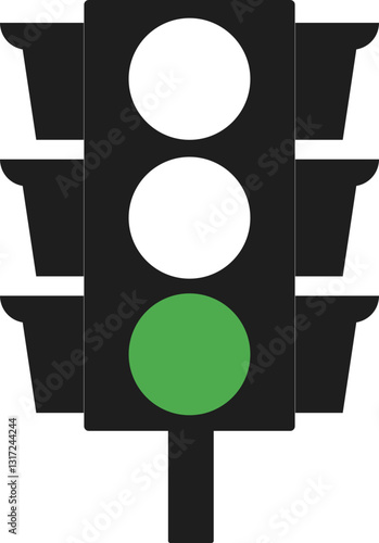 Green Traffic Light vector icon. Traffic signal sign. Go signal Road Instruction, regulation symbol, traffic rules design element