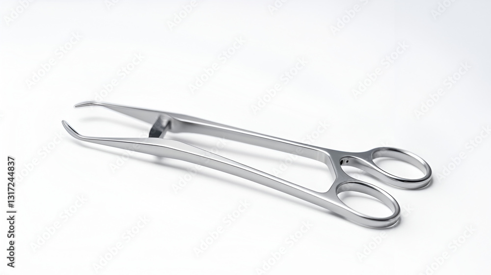 Surgical forceps on white background. Medical instrument Surgical forceps on white background. Medical instrument
