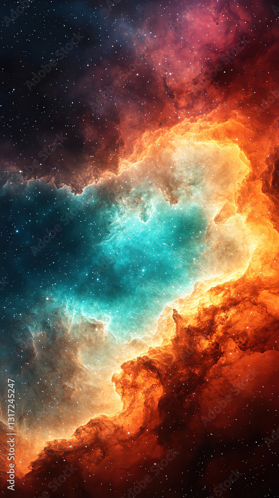 Obraz premium stunning cosmic scene featuring vibrant colors in nebula and stars