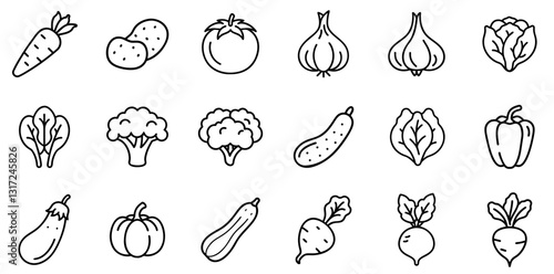 "Common Vegetables Icon Set: A Simple and Clear Collection of Symbols Representing Everyday Vegetables"