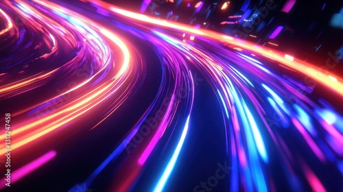 Abstract Light Streaks with Vibrant Neon Colors create a Dynamic effect