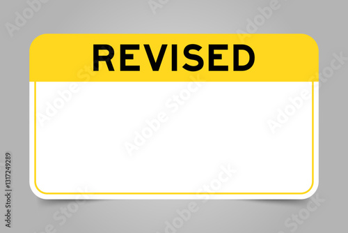 Label banner that have yellow headline with word and white copy space, on gray background