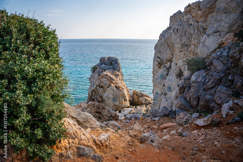 View of Kape Apostolos and Kleides Islands at the very eastern tip of the Karpasia Peninsula in the Turkish Republic of Northern Cyprus. Most easterly point on mainland Cyprus. View of Kape Apostolos and Kleides Islands at the very eastern tip of the Karpasia Peninsula in the Turkish Republic of Northern Cyprus. Most easterly point on mainland Cyprus.