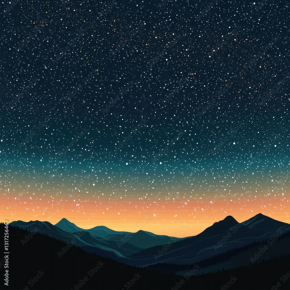 Starry night over mountains Starry night over mountains