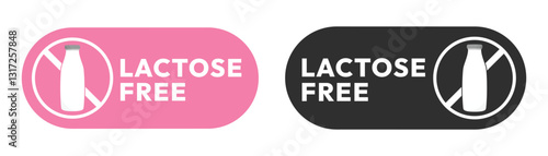 Set best Lactose free label or Lactose free logo vector isolated in flat style. Lactose free label vector for product packaging design element. Lactose free logo for packaging design.