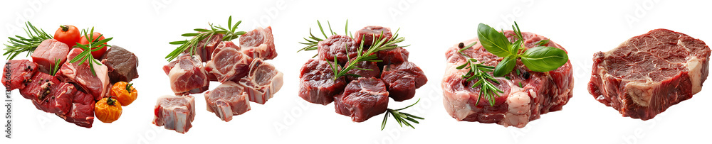 Raw meat on transparent background collection set Raw meat on transparent background collection set
