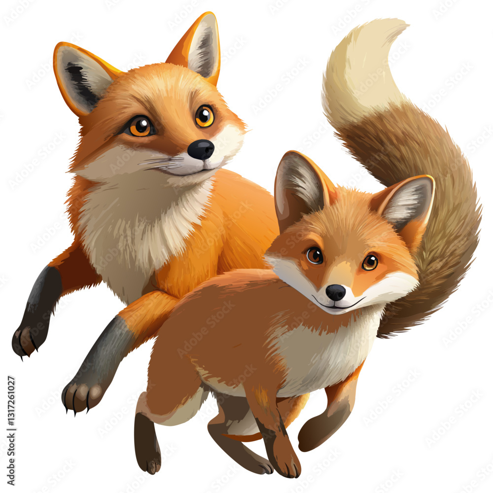 Fototapeta premium set of funny fox