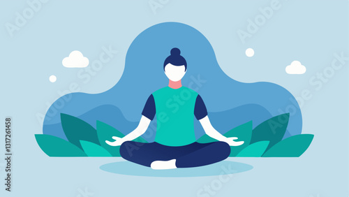 Mindfulness Session A person practicing mindfulness or meditation via a virtual counseling app with calming elements like flowing water or soft lighting in the background.