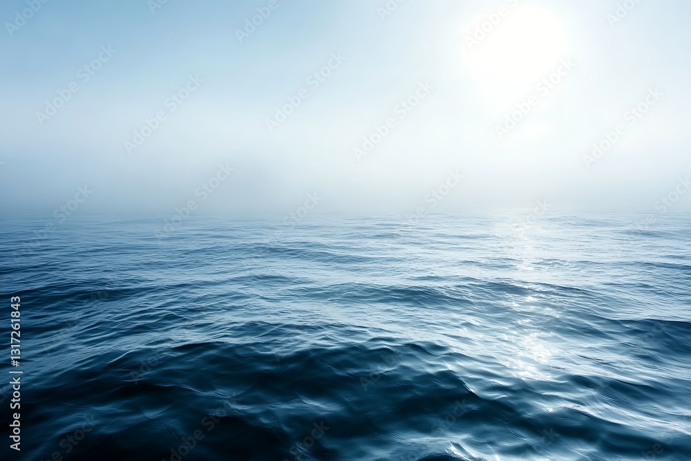 Ocean waves under bright sun with foggy, misty background Ocean waves under bright sun with foggy, misty background