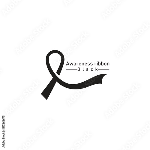 Realistic black ribbon  death symbol . Vector illustration