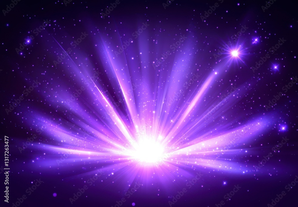 Vibrant Purple Light Burst in Dark Space Background Vibrant Purple Light Burst in Dark Space Background