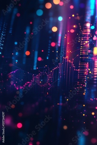 Abstract Digital Background with Colorful Visual Elements and Data