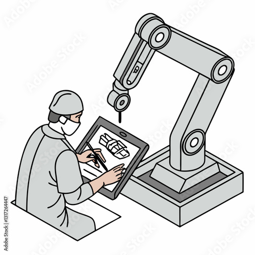 A robotic arm controlled by a surgeon via a touchscreen interface for delicate procedures.
