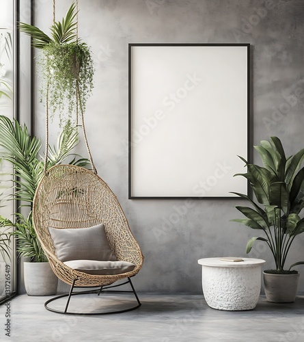 Minimalist Large Blank Poster Frame on Industrial Wall Decor