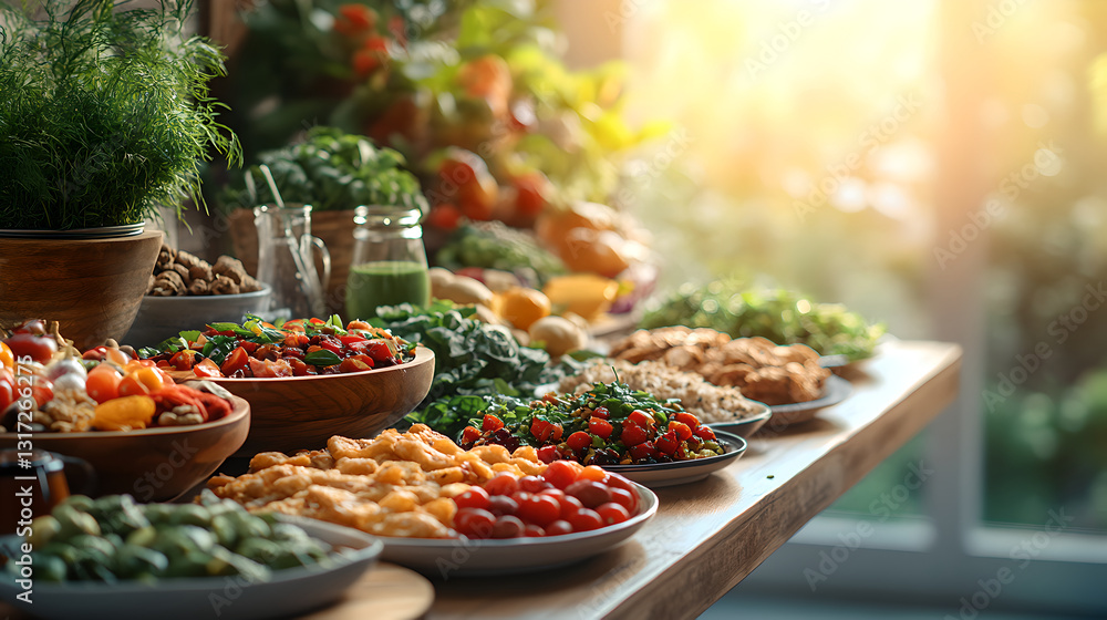 Fototapeta premium Nourishing the Body – A Colorful Spread of Nutritious Whole Foods