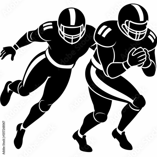 Football Players in Action: A dynamic illustration of two football players in a spirited competition, depicting the energy, passion, and strategy of American football. 