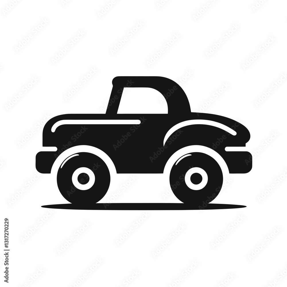 very simple flat and minimalist Toy Car silhouette in black on a white background very simple flat and minimalist Toy Car silhouette in black on a white background