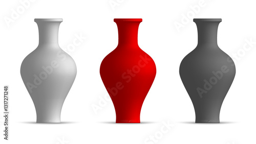 vector ceramic vases isolated with shadows