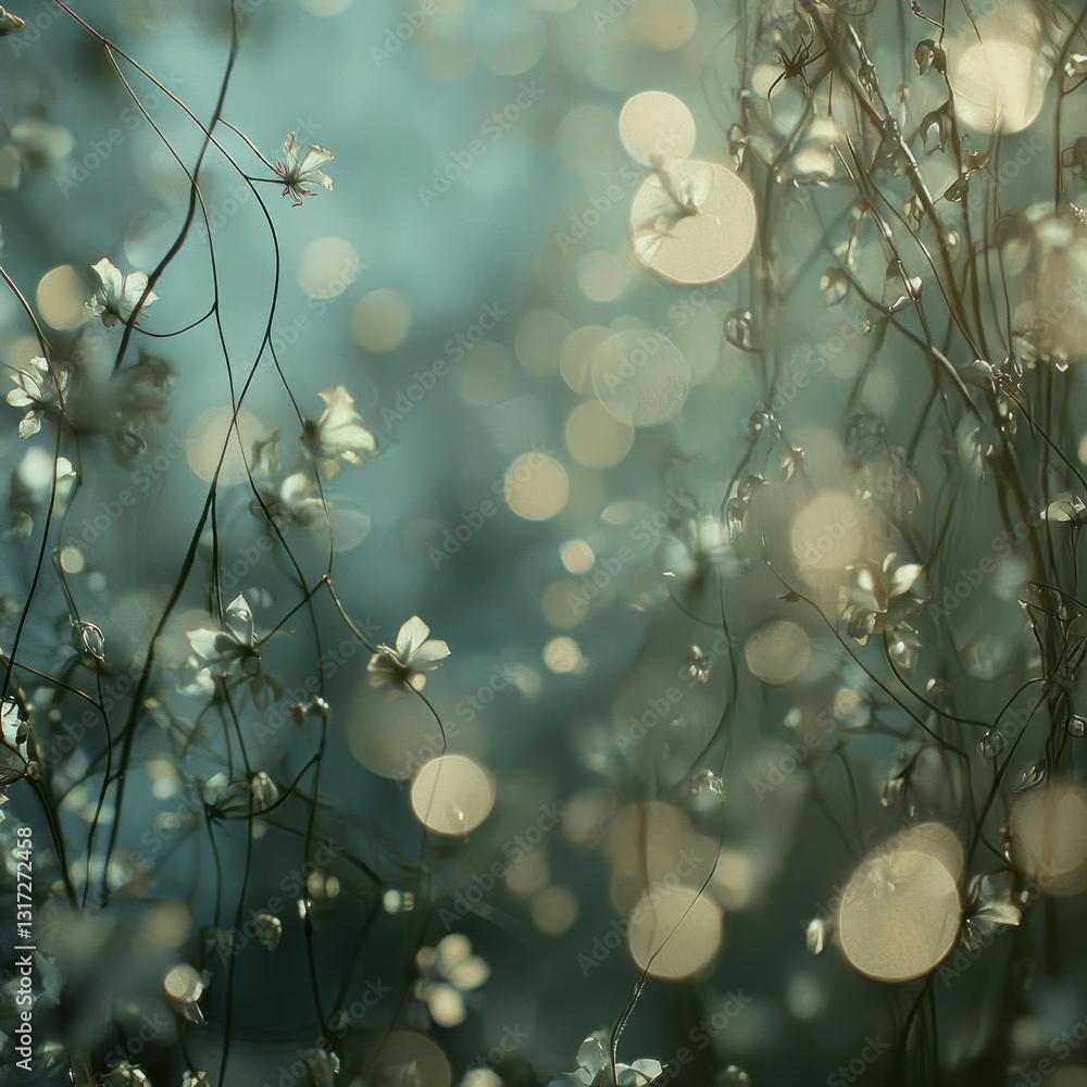 Fototapeta premium Tiny flowers in ethereal light, soft bokeh