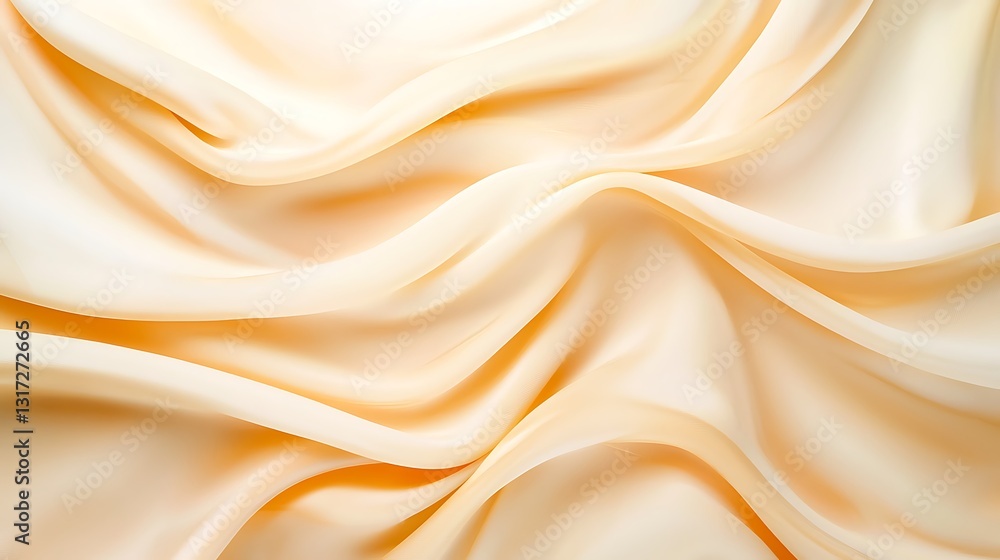 Obraz premium Elegant Cream Satin Fabric with Gentle Waves and Soft Textures for Background and Design Use