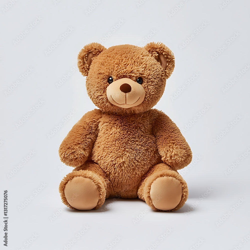 Cute and Soft Brown Teddy Bear Sitting on a Plain Background Perfect for Children and Gifts Cute and Soft Brown Teddy Bear Sitting on a Plain Background Perfect for Children and Gifts