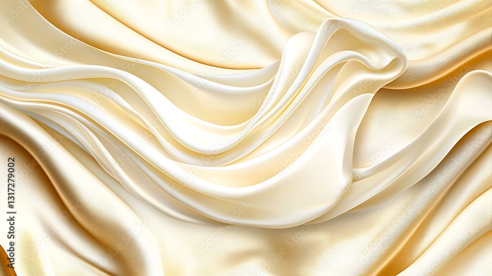 Obraz premium Luxurious Cream Satin Fabric Texture with Elegant Flowing Drapery and Soft Sheen Appearance