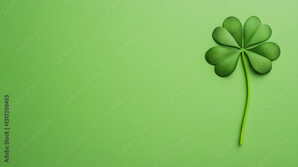 A clean emerald green background with a single realistic four-leaf clover, symbolizing luck and prosperity.
A clean emerald green background with a single realistic four-leaf clover, symbolizing luck and prosperity.