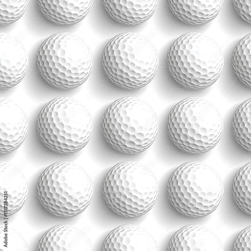 Seamless Pattern Featuring White Golf Balls on White Background Seamless Pattern Featuring White Golf Balls on White Background