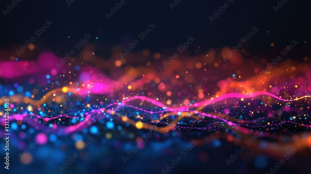 Obraz premium Colorful Abstract Background with Light Particles and Waves Effect