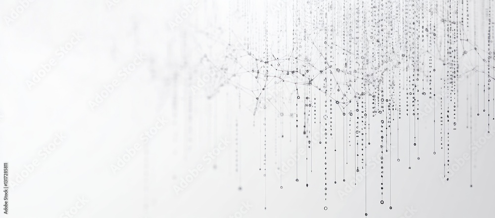 Obraz premium Abstract grayscale background with flowing lines and dots.