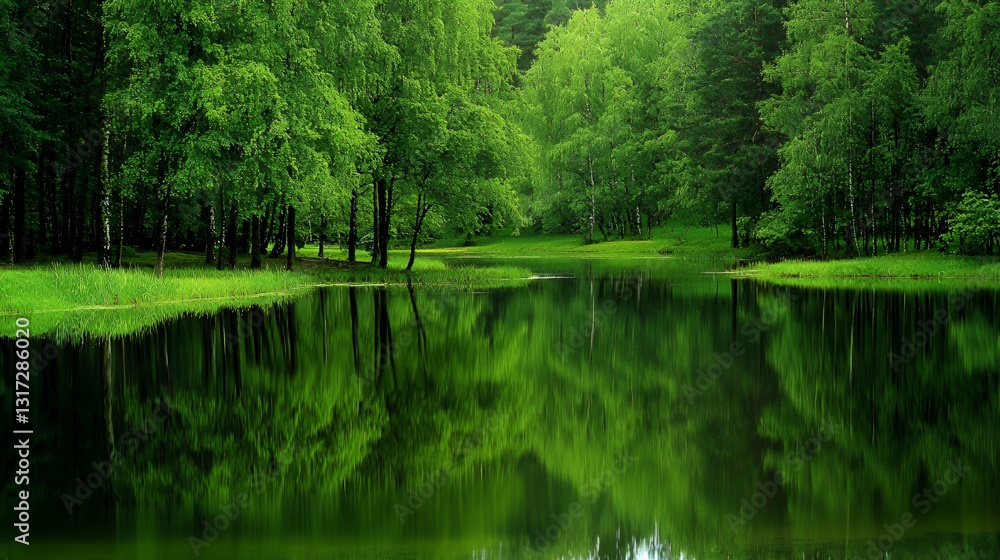 Lush Green Forest Lake Reflection Lush Green Forest Lake Reflection
