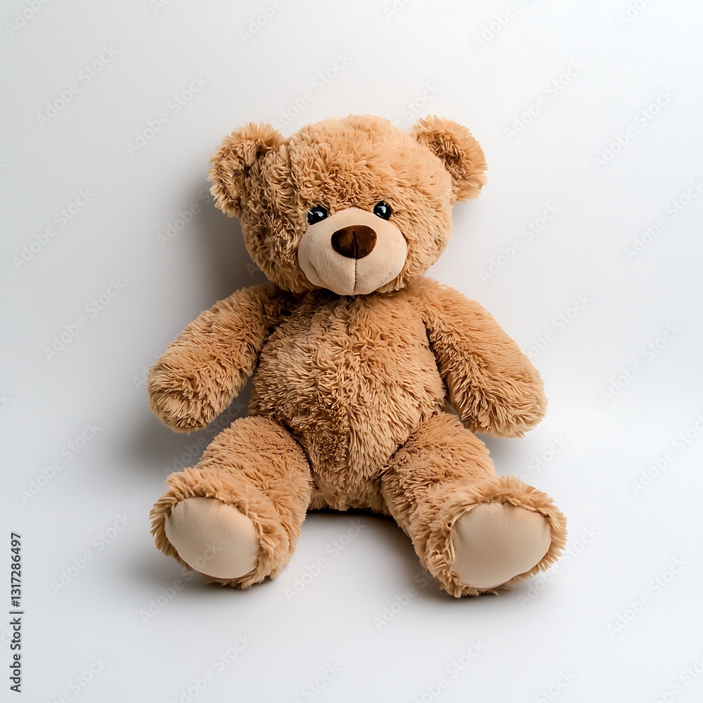 Cute and Soft Brown Teddy Bear Plush Toy with a Friendly Expression on a White Background Cute and Soft Brown Teddy Bear Plush Toy with a Friendly Expression on a White Background