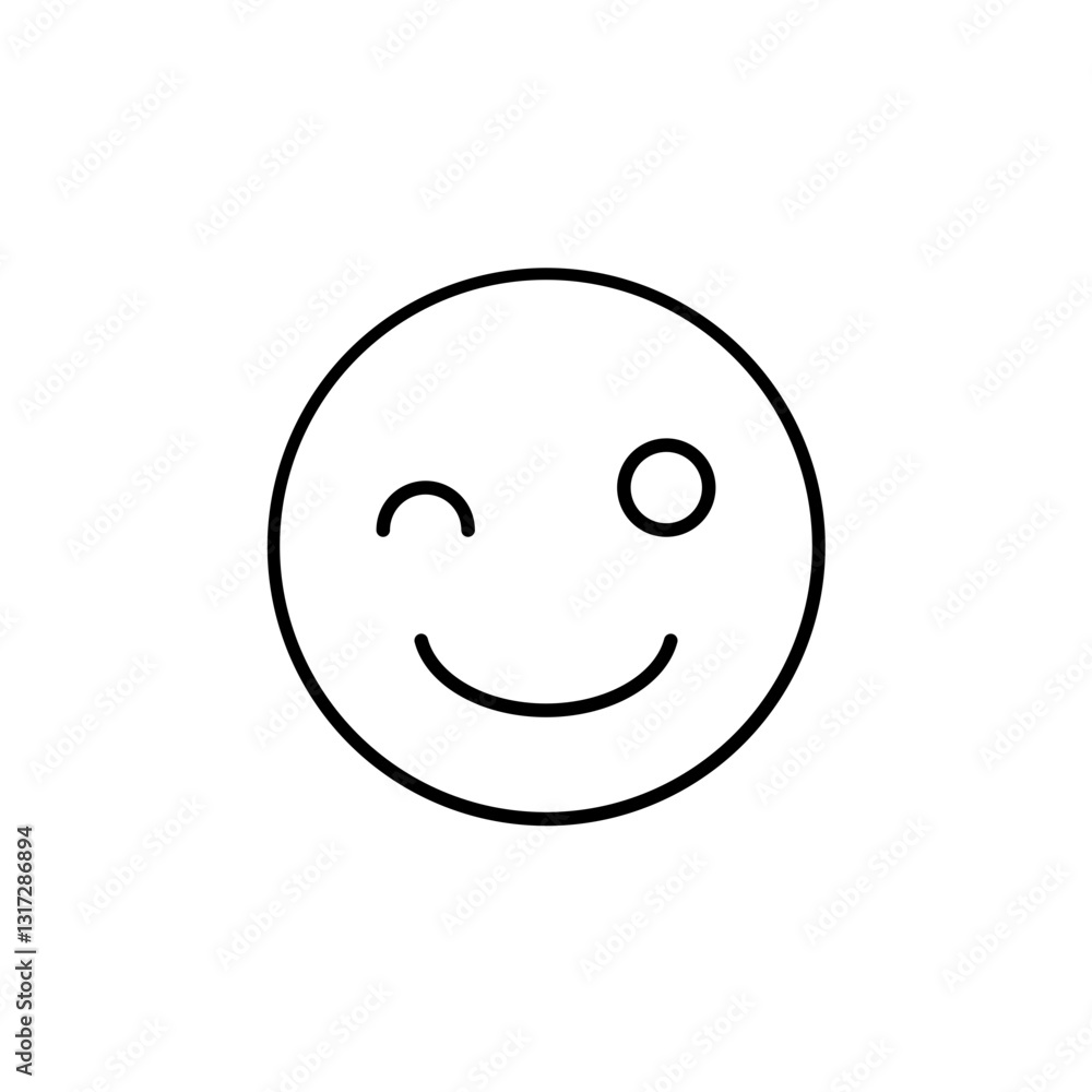 Fototapeta premium Winking Face Emoji line icon