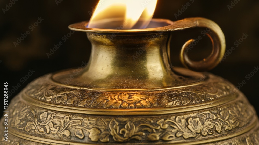 Naklejka premium Household Close-up Brass Moment Details Lamp Flickering