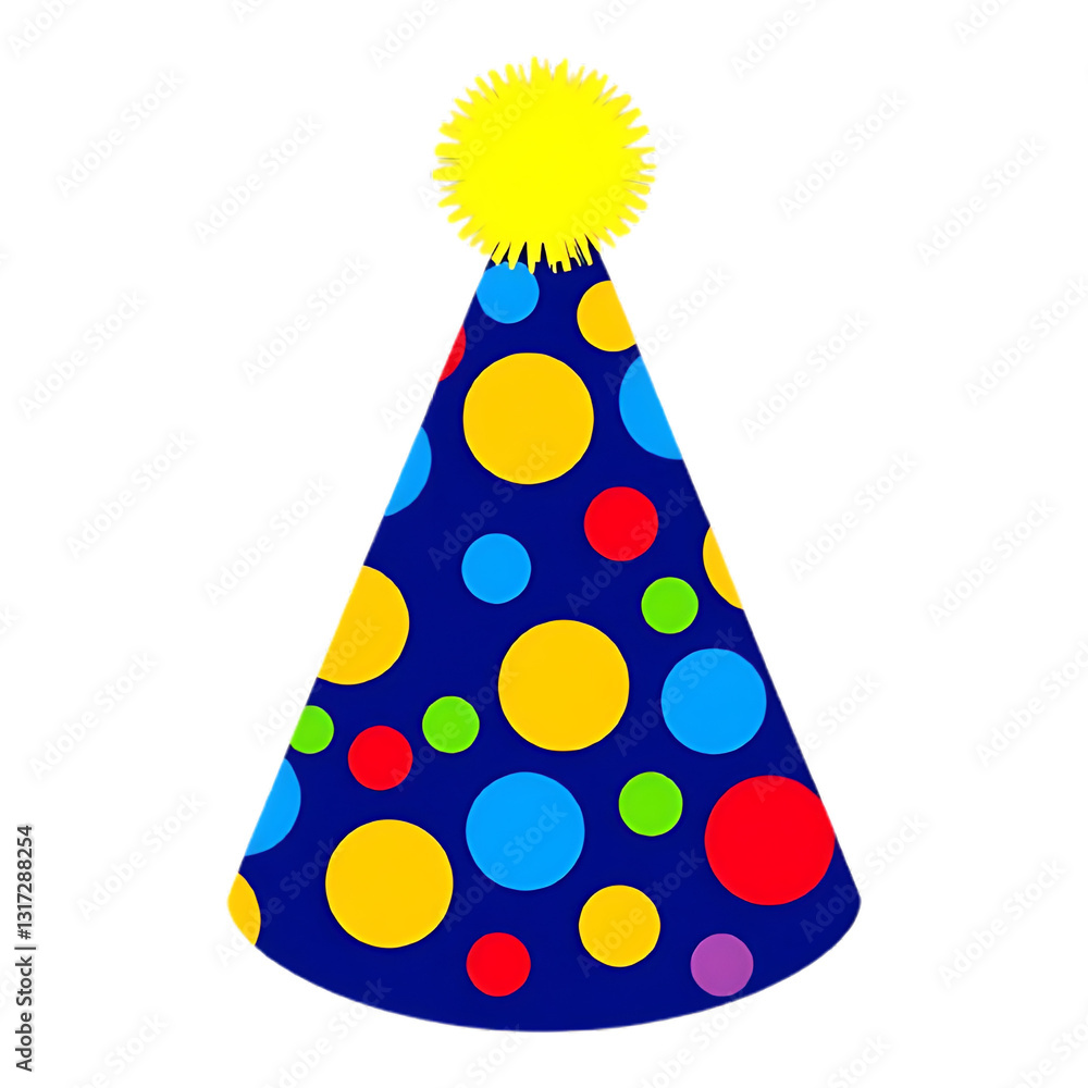 A yellow party hat decorated with flowers, shaped like a cone, perfect for celebrations, holidays, and birthdays A yellow party hat decorated with flowers, shaped like a cone, perfect for celebrations, holidays, and birthdays
